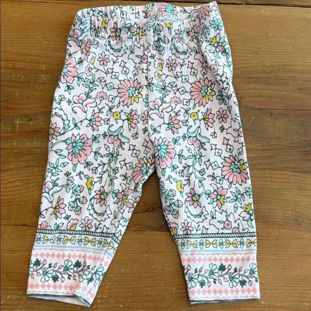 EUC Carter's Pink Floral Leggings 3 months